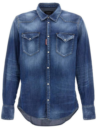 Denim Long Sleeve Shirt Blue - DSQUARED2 - BALAAN 2