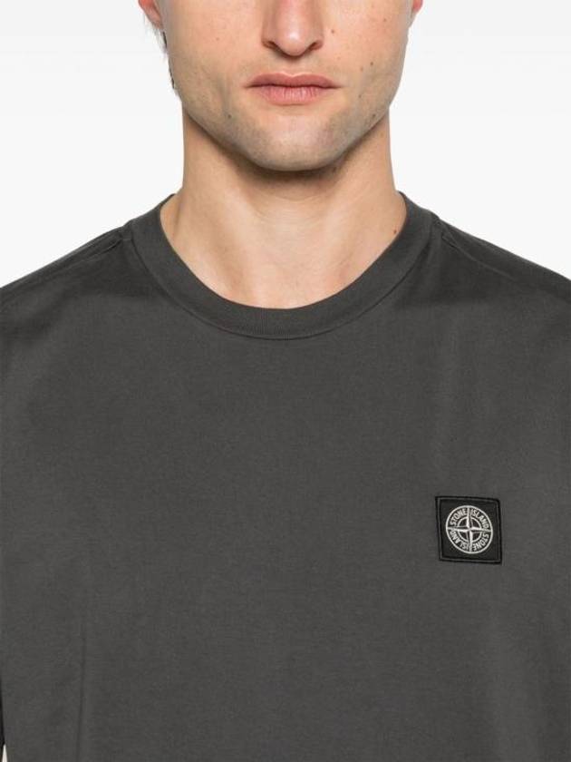 Logo Patch Short Sleeve T-Shirt Charcoal - STONE ISLAND - BALAAN 3