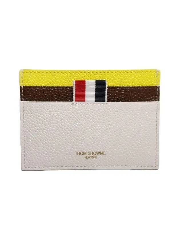 RWB Striped Leather Card Wallet White - THOM BROWNE - BALAAN 2