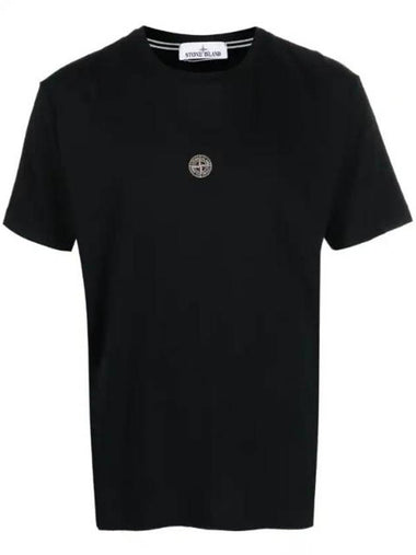 Garment Dyed Lettering One Print Cotton Jersey Short Sleeve T-Shirt Black - STONE ISLAND - BALAAN 1