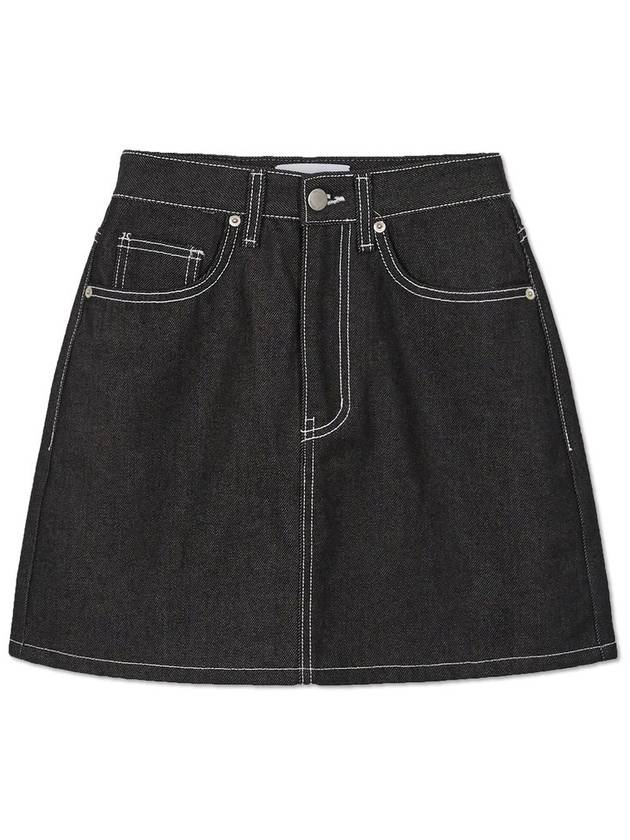 Contrast raw denim mini skirt BLACK INDIGO - WEST GRAND BOULEVARD - BALAAN 2