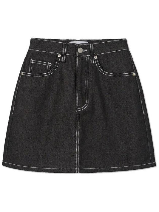 Contrast raw denim mini skirt BLACK INDIGO - WEST GRAND BOULEVARD - BALAAN 1