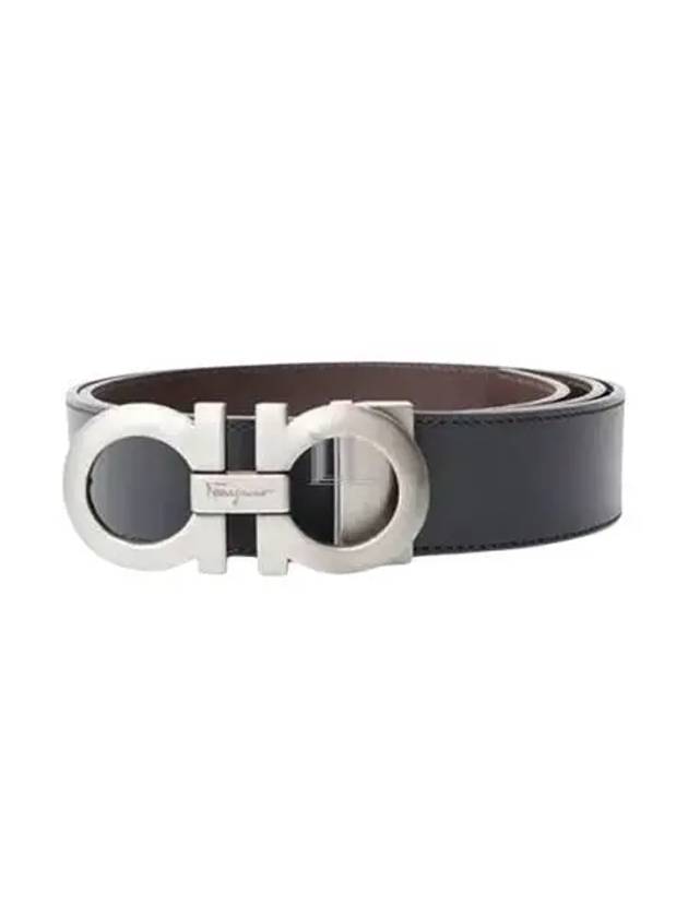 Gancini Reversible Adjustable Leather Belt Black Dark Brown - SALVATORE FERRAGAMO - BALAAN 2