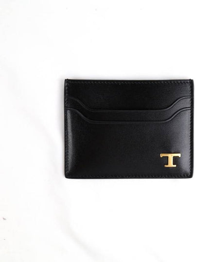 Metal T Logo Leather Card Wallet Black - TOD'S - BALAAN 2