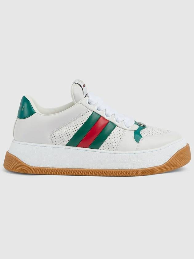 Screener Web Leather Low Top Sneakers White - GUCCI - BALAAN 2