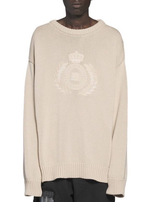 BB Logo Embroidered Knit Top Beige - BALENCIAGA - BALAAN 4