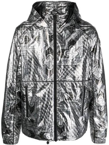 Metallic Effect Print Windbreaker Silver - MOOSE KNUCKLES - BALAAN 1