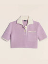 Le Maille Arco Contrasted Cropped Knit Polo Shirt Purple - JACQUEMUS - BALAAN 4