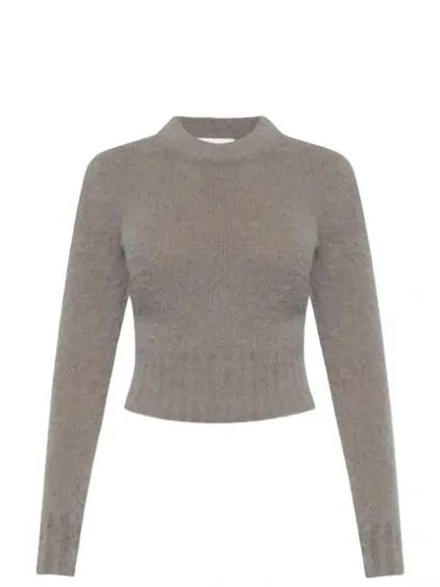 Brushed Wool Alpaca Knit Top Taupe - AMI - BALAAN 2