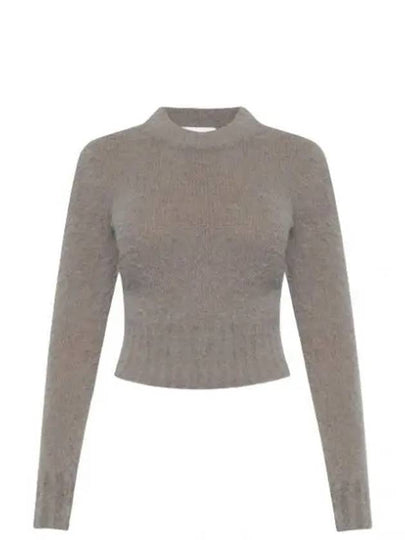 Brushed Wool Alpaca Knit Top Taupe - AMI - BALAAN 2