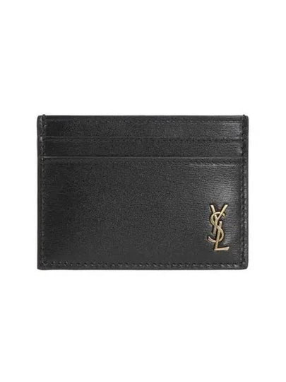 Tiny Monogram Shiny Leather Card Case Black - SAINT LAURENT - BALAAN 2