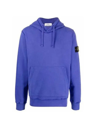 Wappen Patch Brushed Cotton Fleece Hoodie Blue - STONE ISLAND - BALAAN 2