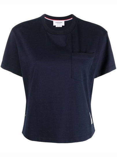 Midweight Jersey Boxy Pocket Short Sleeve T-Shirt Navy - THOM BROWNE - BALAAN 2