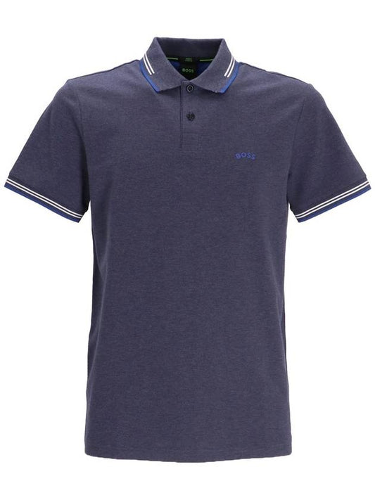 Paul Curved Logo Short Sleeve Polo Shirt Navy - HUGO BOSS - BALAAN 1