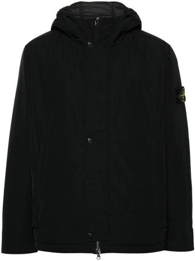 Techno Fabric Hooded Jacket Black - STONE ISLAND - BALAAN 1