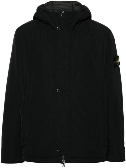 Techno Fabric Hooded Jacket Black - STONE ISLAND - BALAAN 1