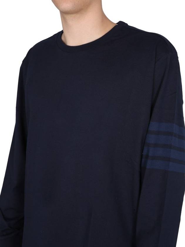 4 Bar Armband Tonal Long Sleeve T-Shirt Navy - THOM BROWNE - BALAAN 7