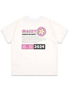 Round News Short Sleeve T-Shirt White Pink MCSS24HT7PK - MACKY - BALAAN 3