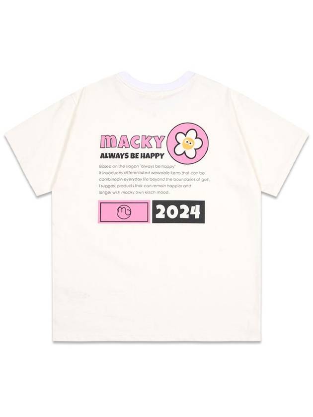 Round News Short Sleeve T-Shirt White Pink MCSS24HT7PK - MACKY - BALAAN 3