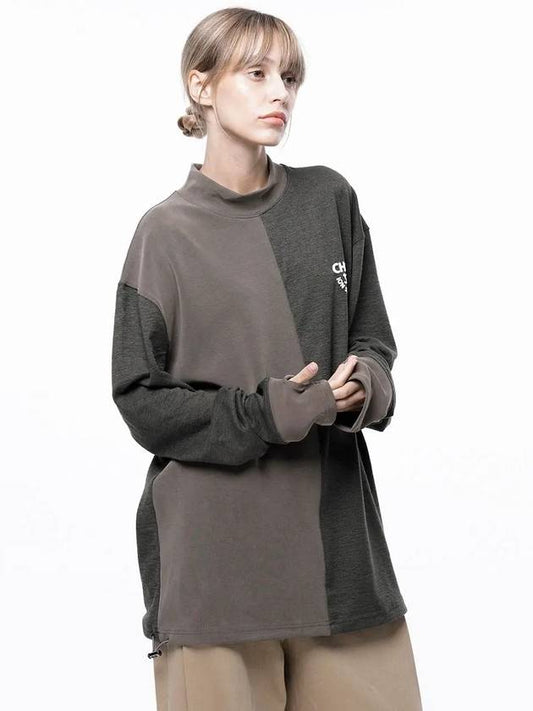 Four Women s M243MT03KA Circular Reverse Sleeve Half Neck Sweatshirt Khaki Beige - CHANCE'S NOI - BALAAN 1