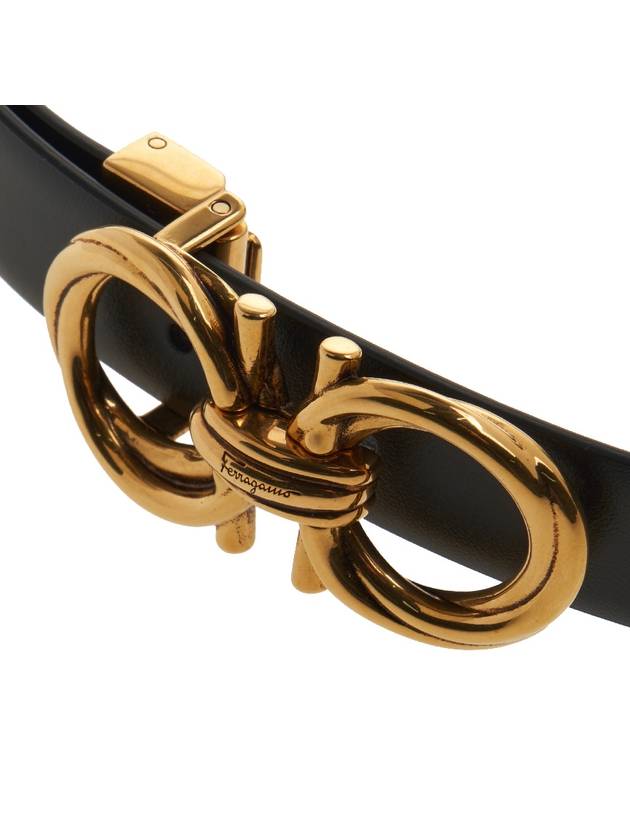 Adjustable Gancini Leather Belt Black - SALVATORE FERRAGAMO - BALAAN 7