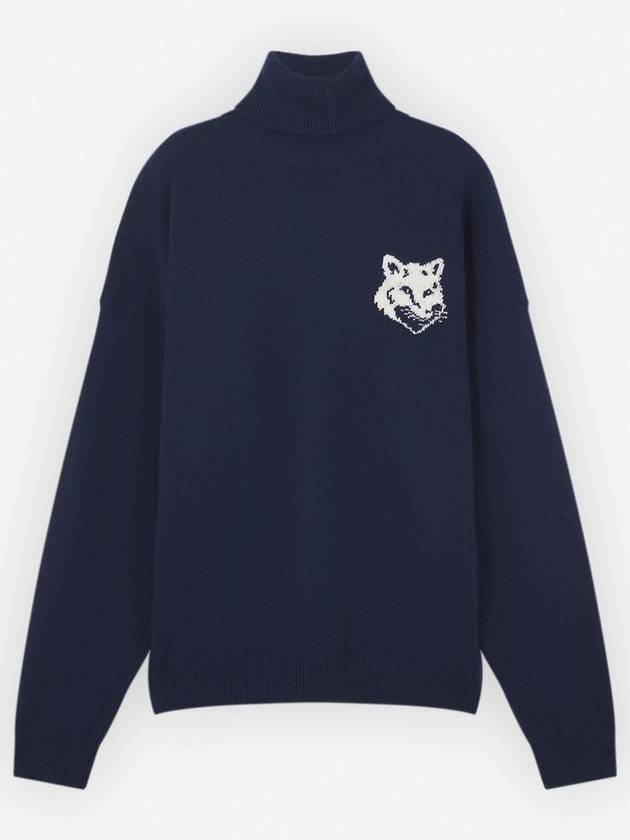 Fox Head Intarsia Comfort Turtleneck Ink Blue - MAISON KITSUNE - BALAAN 2