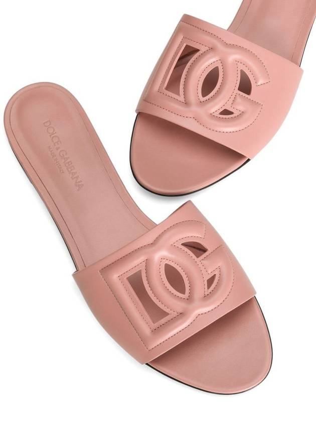 Dolce & Gabbana Dg Logo Leather Flat Slides Shoes - DOLCE&GABBANA - BALAAN 3