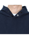 Snap Brushed Cotton Fleece Hoodie Navy - STONE ISLAND - BALAAN 7