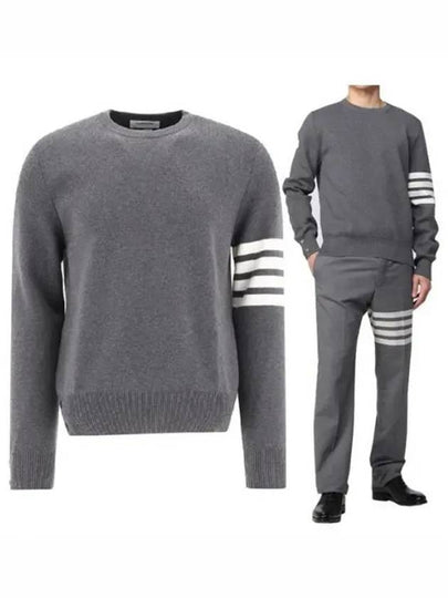 4 Bar Armband Milano Stitch Knit Top Mid Grey - THOM BROWNE - BALAAN 2