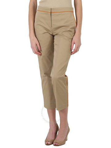 Burberry Ladies Silk Trim Cropped Cotton Chinos, Brand Size 4 (US Size 2) - BURBERRY - BALAAN 1