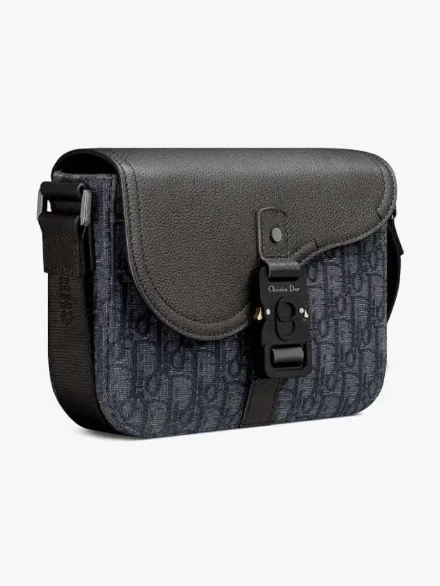 Saddle Small Flap Grained Calfskin Messenger Bag Black - DIOR - BALAAN 3