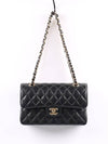 Classic Grained Calfskin Gold Hardware Small Flap Shoulder Bag Black - CHANEL - BALAAN 9