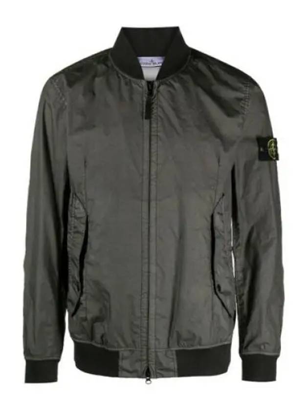 Men's Wappen Patch Zip-Up Bomber Jacket Green - STONE ISLAND - BALAAN 2