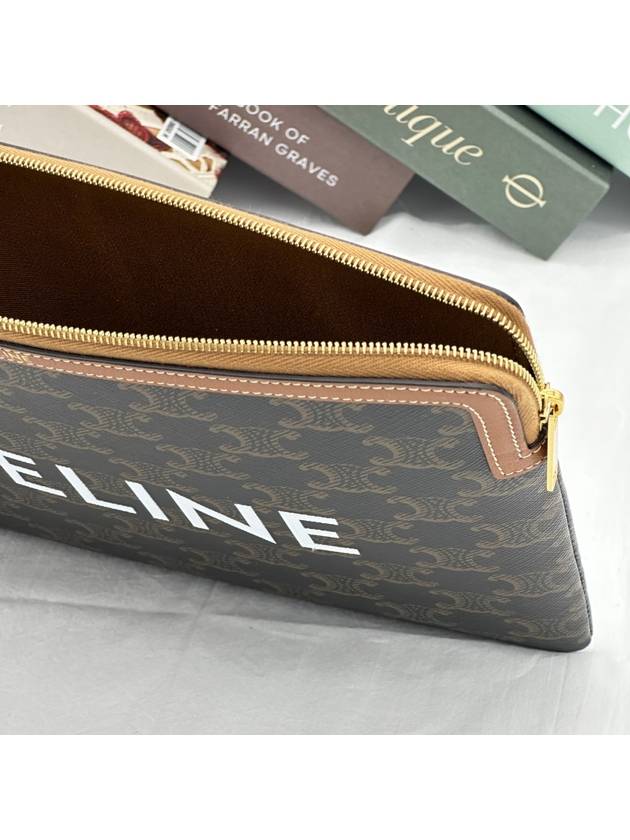 Small Pouch With Strap Signature In Triomphe Canvas With  Print Tan - CELINE - BALAAN 6