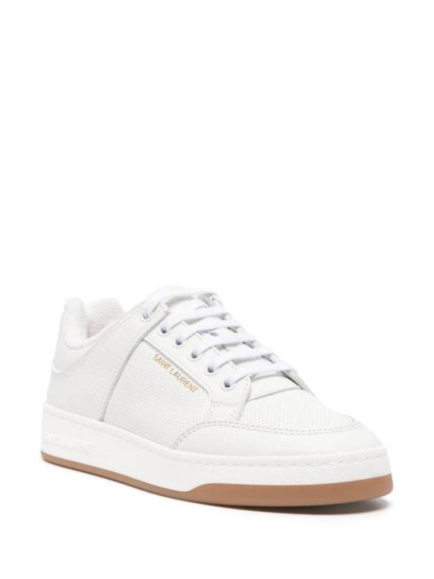 SL 61 Logo Signature Leather Low Top Sneakers White - SAINT LAURENT - BALAAN 7