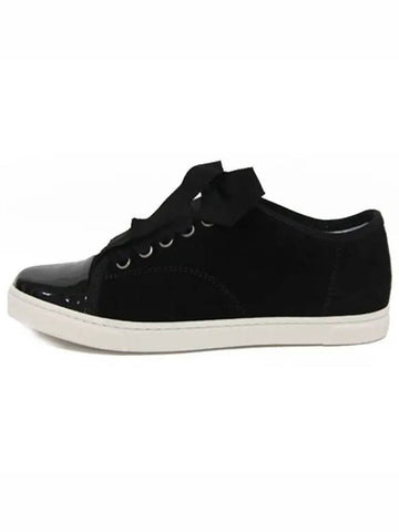 Women s Basket Low Top Velor Sneakers Black SKBSL1 SHIA A14 - LANVIN - BALAAN 1