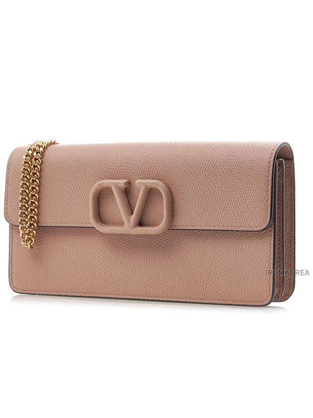 Women's V Logo Chain Long Wallet Pink - VALENTINO - BALAAN 3