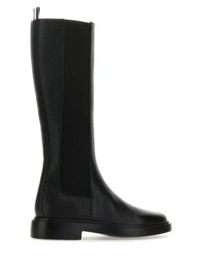 Logo Pebble Leather Chelsea Long Boots Black - THOM BROWNE - BALAAN 2