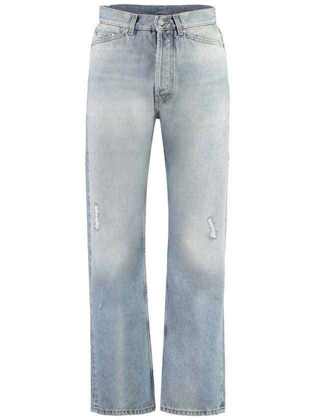 E men's denim pants jeans PMYA030E23DEN0044010 PA Monogram denim loose fit jeans - PALM ANGELS - BALAAN 2