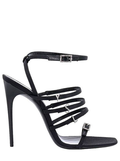 Jerry Logo Satin Sandals Heel Black - SAINT LAURENT - BALAAN 2