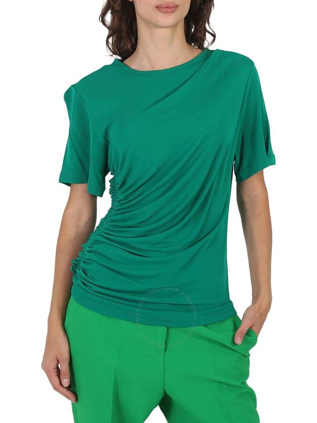 Atlein Green Short-sleeve Gatherside Viscose T-shirt, Brand Size 38 (US Size 4) - ATLEIN - BALAAN 1