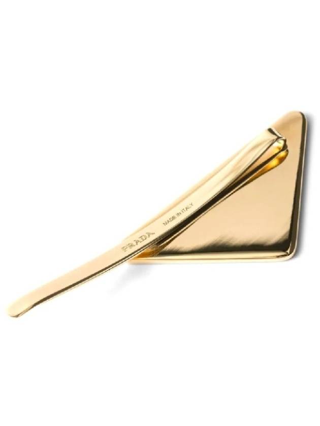 Triangle Logo Hair Clip Gold Black - PRADA - BALAAN 3