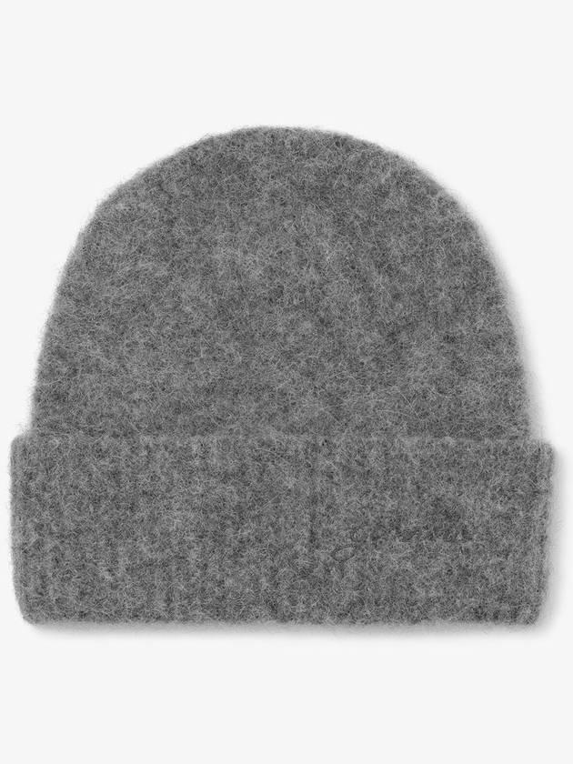 Logo Soft Wool Beanie Gray Women s - GANNI - BALAAN 2