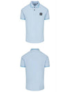 Men's Two Line Wappen Patch Cotton Short Sleeve Polo Shirt Sky Blue - STONE ISLAND - BALAAN 5