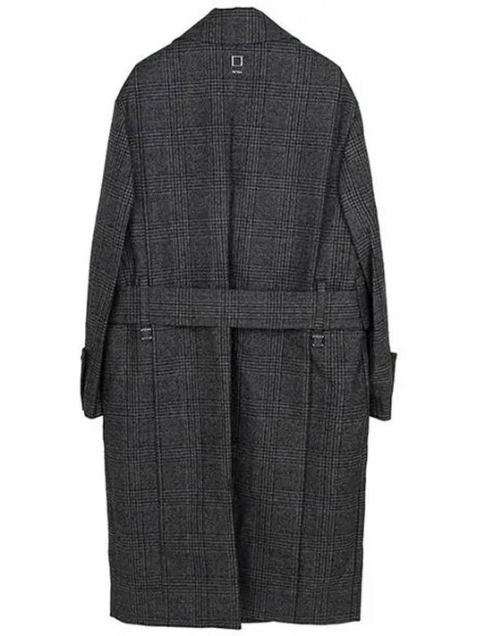 Khaki Check Belted Double Wool Coat W233HC01 902K - WOOYOUNGMI - BALAAN 2