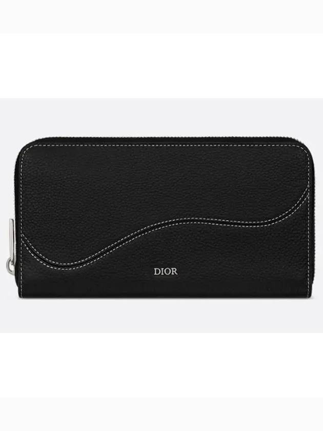 Saddle Zipper Leather Long Wallet Black - DIOR - BALAAN 2