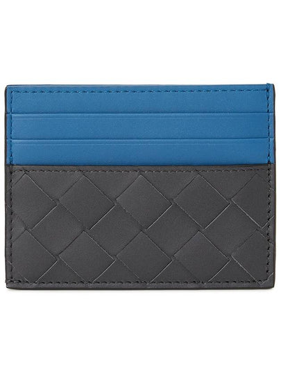 Intrecciato Two-Tone Card Wallet Blue Black - BOTTEGA VENETA - BALAAN 2