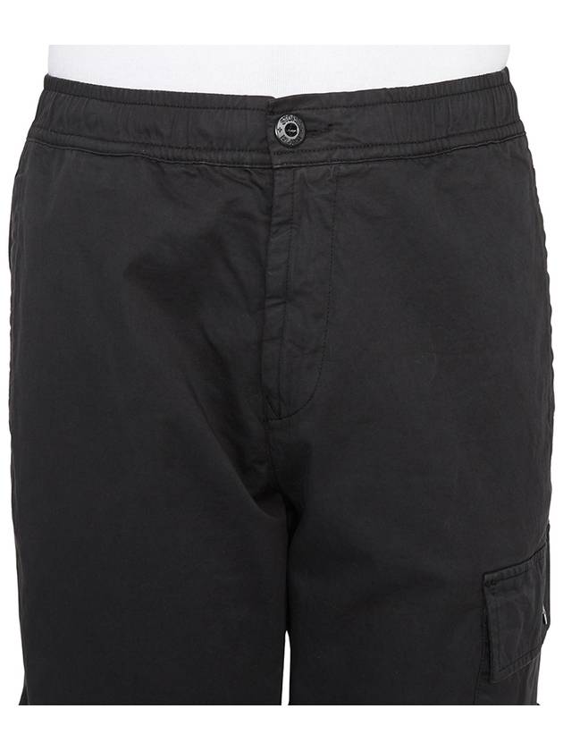 Ghost Stretch Cotton Wool Satin Cargo Straight Pants Black - STONE ISLAND - BALAAN 6