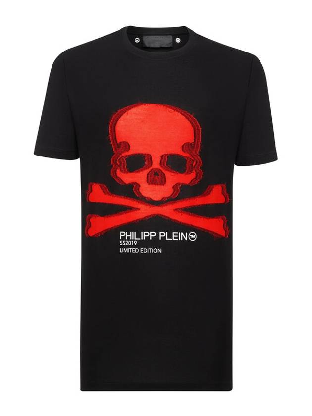 Skull Print Cotton Short Sleeve T-Shirt Black - PHILIPP PLEIN - BALAAN 1