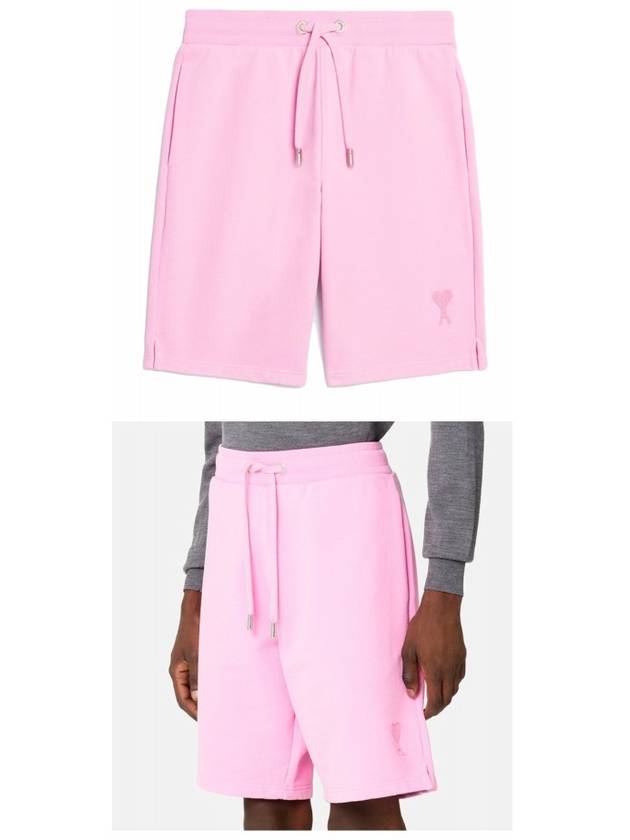 Small Heart Logo Drawstring Shorts Candy Pink - AMI - BALAAN 5